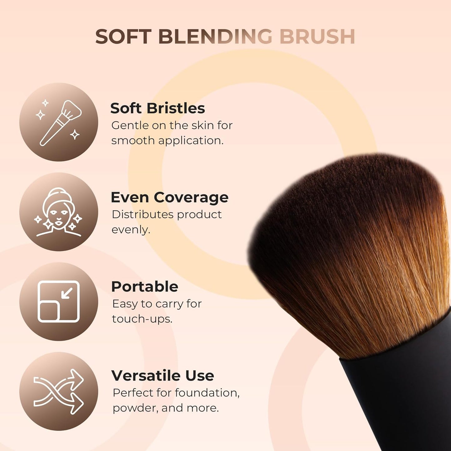 Skiennix 4pc Full Size Mineral Makeup Kit - Matte Translucent Foundation, Kabuki Brush & SPF 30 Concealer | Beige Shade