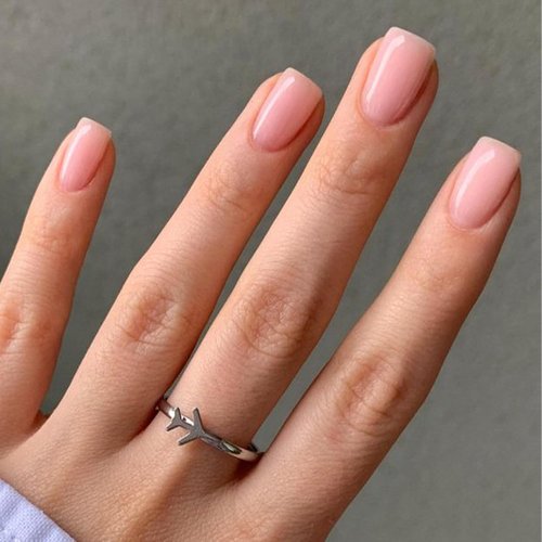 Modelones Pink Press-On Nails - Reusable Short Square Fake Nails with Glue & Mini File | 32 Pcs, 16 Sizes