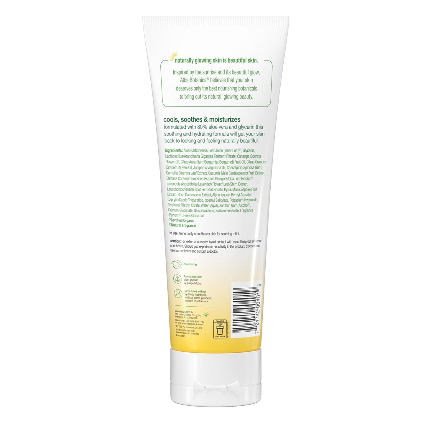 Alba Botanica Aloe Vera Gel - Cooling After Sun Treatment for Face & Body - 8 fl. oz. Tube