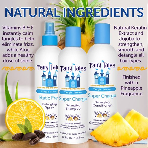 Fairy Tales Tangle Tamer Detangling Shampoo & Conditioner for Kids - Ultra Moisturizing, Anti-Frizz | 12 Oz (2 Pack)