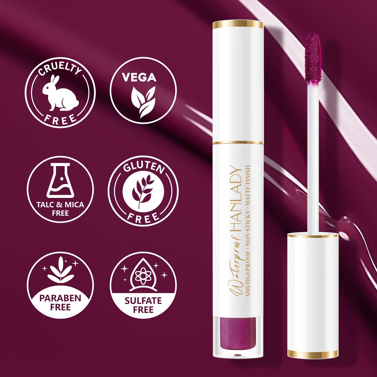 HANLADY Cranberry Lipstick Long Lasting Lipsticks for Women Pigmented Smudgeproof Transferproof Vegan Cruelty Free Dark Purple Lip Makeup, A66 Jazzberry