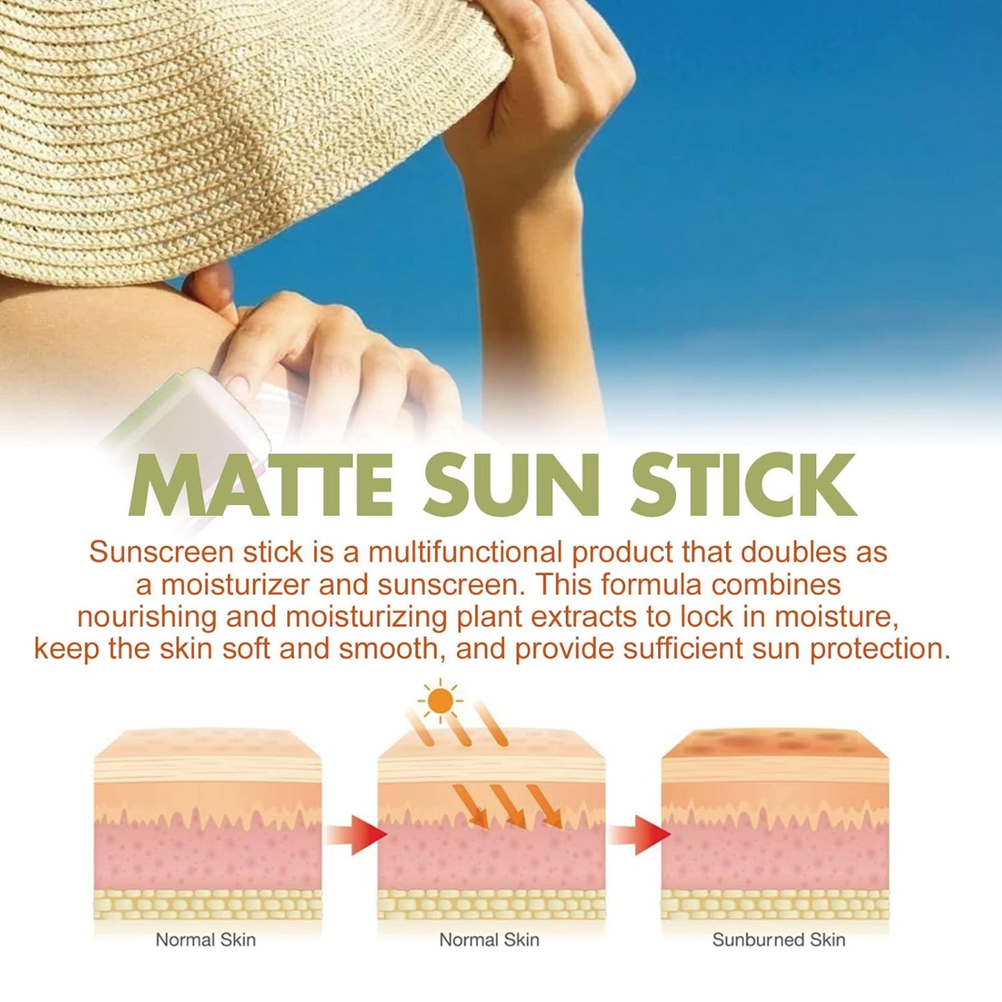 Skiennix Matte Sun Stick | Mugwort & Camellia Korean Sunscreen Stick with SPF 50+ PA+++ - Non-Greasy, No White Cast (18g/0.63oz)