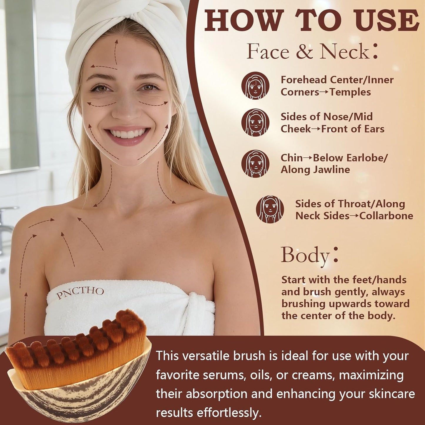 Skiennix Lymphatic Contour Face Brush Set - De-Puffing & Firming Massage for Chin & Neck | 2 Pack