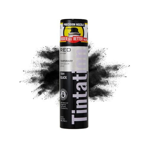 RED by Kiss Tintation Temporary Hair Color Spray - Instant Gray Root Cover Up, Water-Resistant, 11.5 OZ (Black)