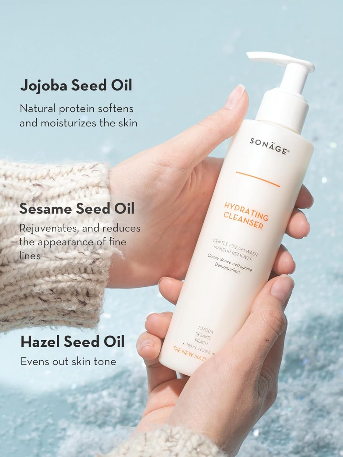 SONAGE Hydrating Facial Cleanser - Gentle Cream Face Wash & Makeup Remover with Aloe, Chamomile & Vitamin E | Non-Stripping, Moisturizing Formula for All Skin Types