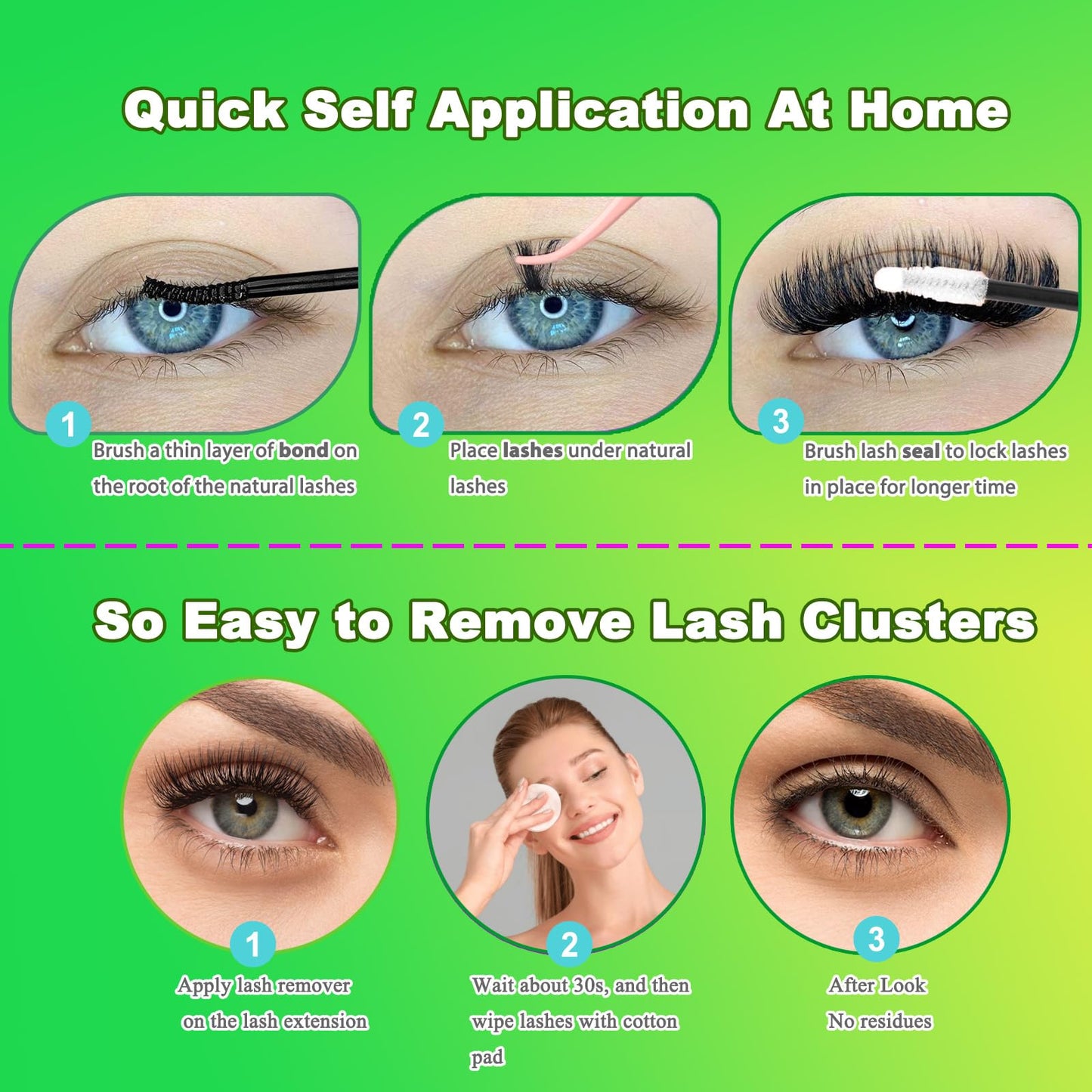 DAODER 20MM Lash Clusters Kit With Lash Remover Bond And Seal 280pcs 60D Thick Volume Fluffy Lash Extension Kit D Curl Easy to DIY At Home (Lash Clusters 60D)