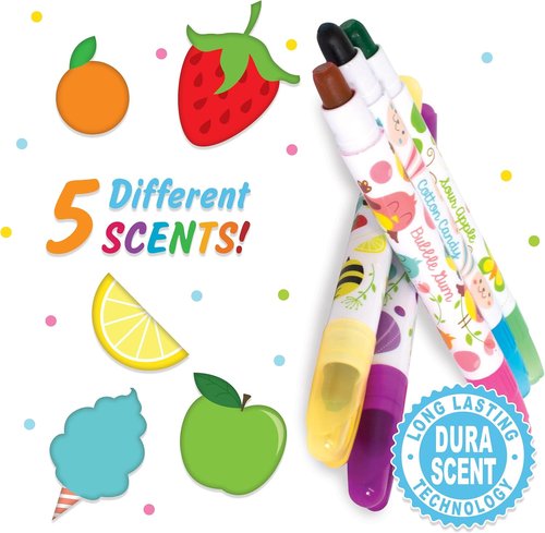 Scentco Smelly Gellies - Patented Gourmet Scented Gel Coloring Sticks | 5 Count - Perfect Gifts for Kids