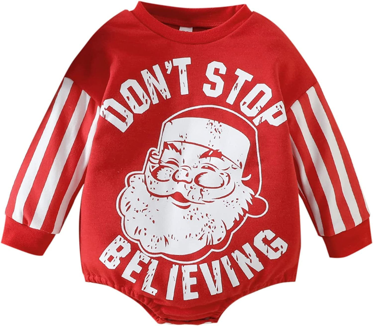 DOSYZTO Baby Boy Girl 1st Christmas Outfit Long Sleeves Santa Clause Print Sweatshirt Romper Red Sweater Fall Jumpsuit (Red Santa Clause Romper,12-18 Months)