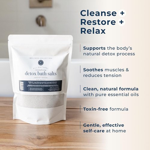 Rowe Casa Organics Detox Bath Salts - Health-Boosting Magnesium & Bentonite Clay | 35 Oz Natural Bath Soak for Relaxation