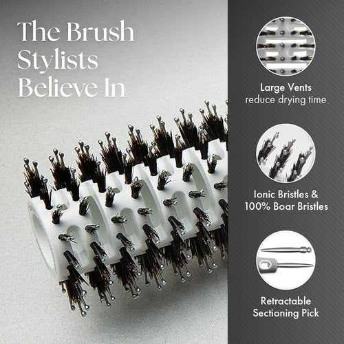 Olivia Garden Ceramic + Ion Turbo Vent Pro Hair Brush - Round Dry Brush - Not Electrical - Professional Blowout Brush for Fine Hair - For Short and Medium Lengths