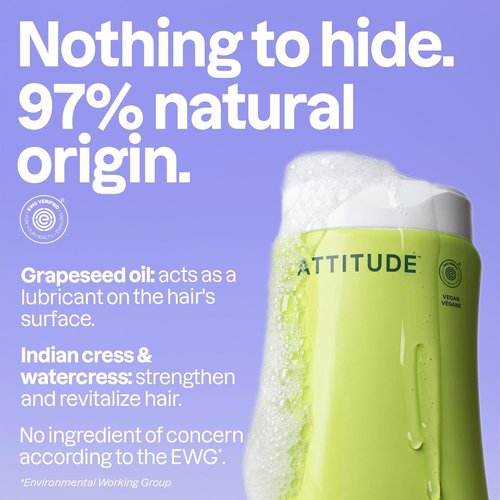 ATTITUDE Nourishing Hair Shampoo - EWG Verified, Vegan Formula for Dry & Damaged Hair | 16 Fl Oz