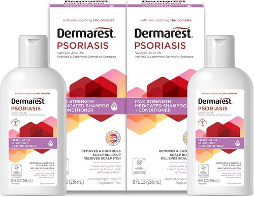 Dermarest Psoriasis Shampoo & Conditioner - Salicylic Acid & Zinc Complex, Fragrance-Free, 8 Fl Oz