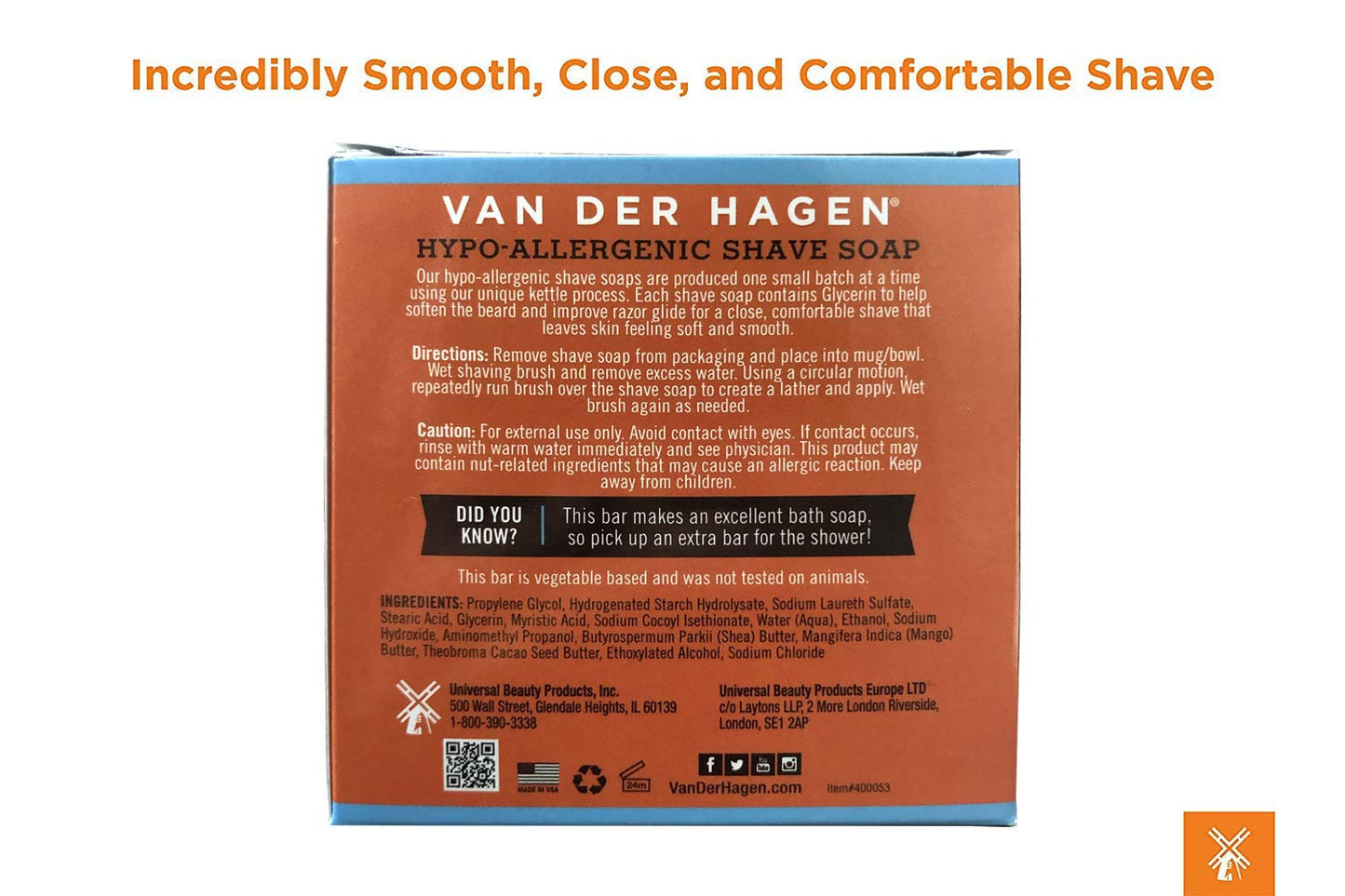 Van Der Hagen Men's Luxury Shave Soap - Fragrance-Free | Pack of 3 for Smooth Shaving