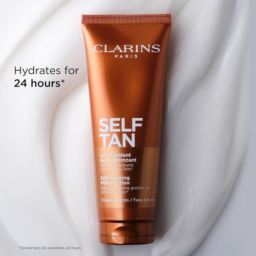 Clarins Self-Tanning Milky Lotion - Buildable, Streak-Free Tanner for Face & Body | 4.5 Ounces