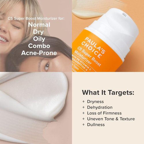 Paula's Choice AHA Gel Exfoliant & C5 Super Boost Moisturizer Duo - 8% Glycolic Acid, 5% Vitamin C, Fragrance-Free for Sun Damage & Uneven Skin Tone