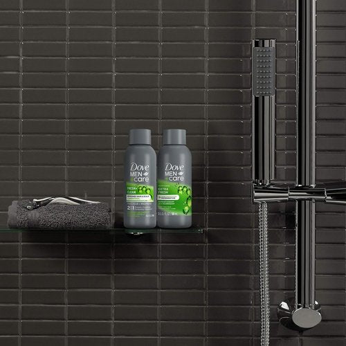 Dove Men+Care Travel Essentials Bundle - Extra Fresh Body & Face Wash & Fresh + Clean 2-in-1 Shampoo, 3 Oz Each