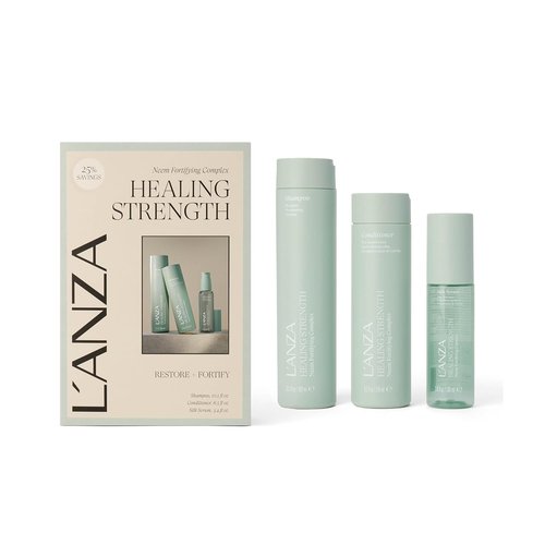 L'ANZA Healing Strength Hair Care Set - Silk Serum, Shampoo & Conditioner for Dry, Damaged Hair | Moisturizing & Color Safe
