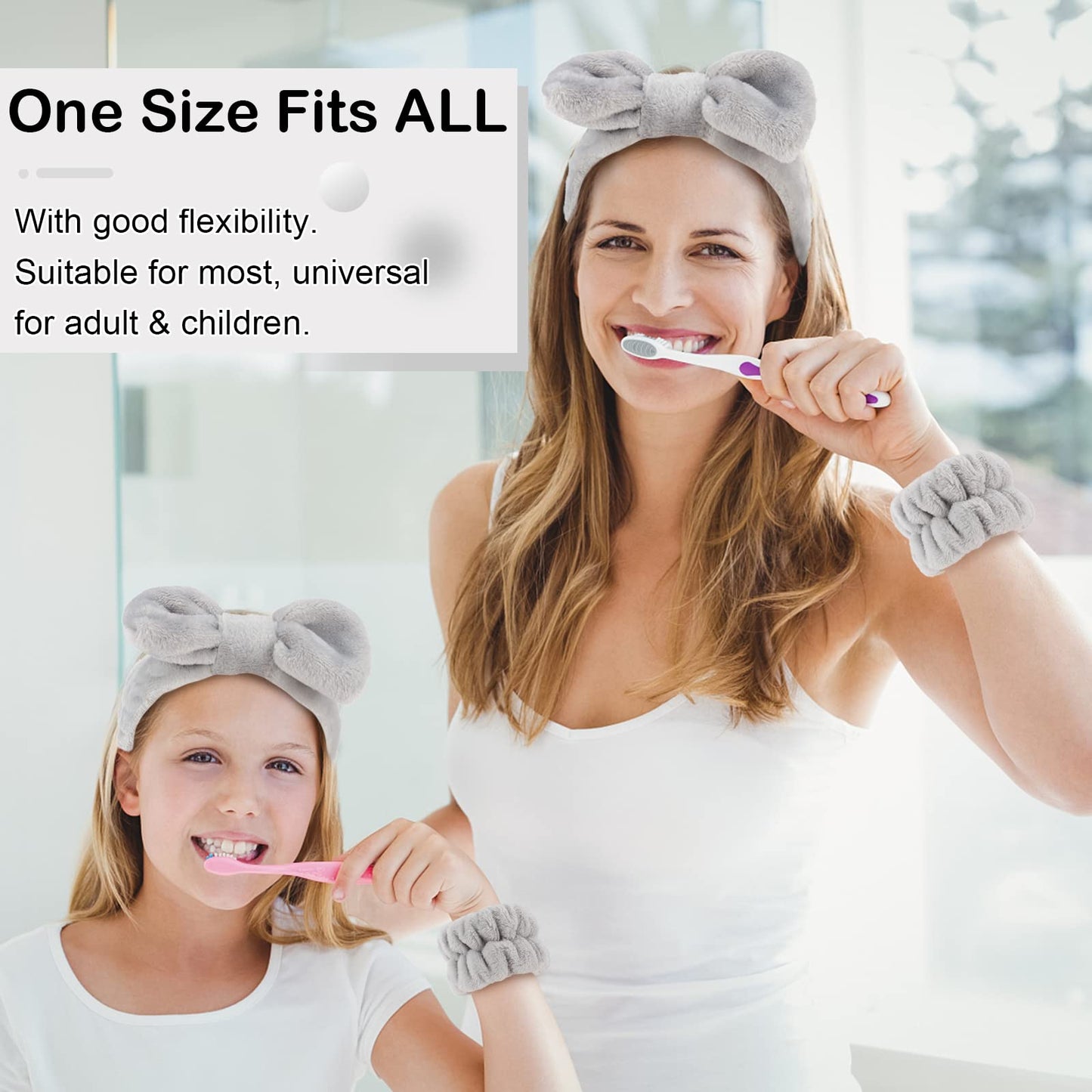 WHAVEL 6PCS Spa Headband and Wristband Set, Face Wash Headband Makeup Skincare Headband Wrist Bands for Washing Face