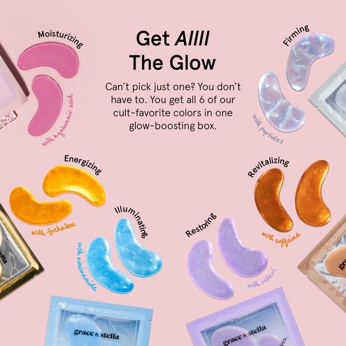 Grace & Stella Under Eye Mask Variety Pack - 18 Pairs of Gel Patches for Dark Circles - 6 Colors, Vegan