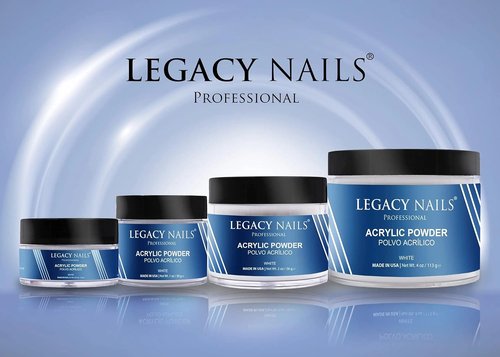 Legacy Nails White Acrylic Powder - 4oz | High-Quality, Fast-Drying Formula for Salon-Grade Nail Extensions
