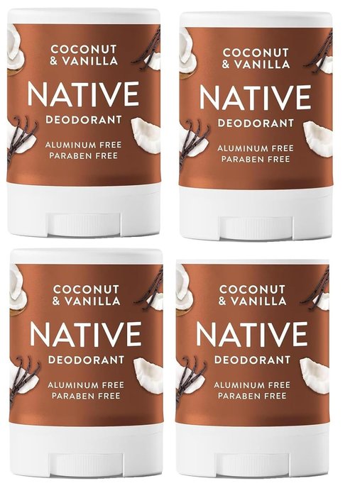 Native Deodorant - Aluminum Free Coconut & Vanilla Scent | Travel Size 0.5oz (Pack of 4)
