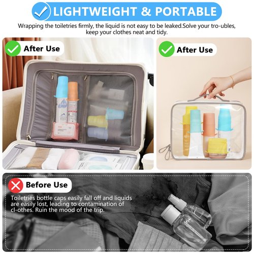 16 Pack Travel Essentials Silicone Bottle Covers,Accessories Luggage for Women Men,Travel Size Toiletries,Elastic Sleeves for Leak Proofing,Cruise Ship Essentials,Cruise Essentials 2024