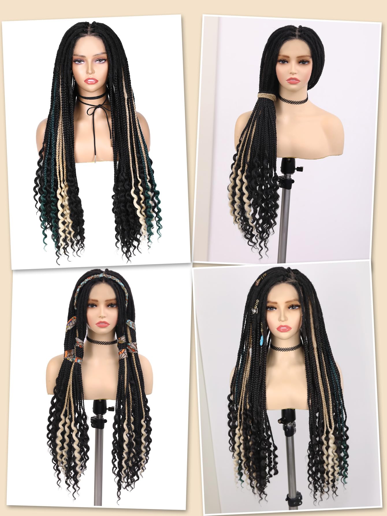 WIGNEE Braid in Dreadlock Extensions 20 Pcs Boho Crochet Braids with Curly Ends 3 In 1 Crochet Hair Pre Looped Dreadlocks Soft Bouncy Goddess Synthetic Dreads for Daily Party(NAVY EMERALD)