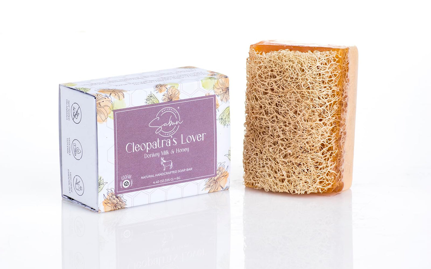 SABUN CO. [3 Pack] Donkey Milk Soap with Honey - Natural Exfoliating Loofah Soap Bar Nourishing, Hydrating, Moisturizing Handmade Soap For Face and Body - With Loofah [4.4 oz - 125 gr x 3]