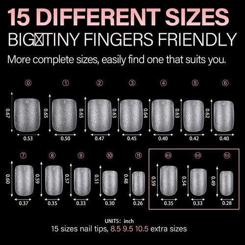 AILLSA Extra Short Square Nail Tips Gel Nails Tips Acrylic Press On Squoval Nail Tip 240 PCS False Full Cover Matte Nails Tip Kit 15 Sizes with Storage Box for Valentine's Day