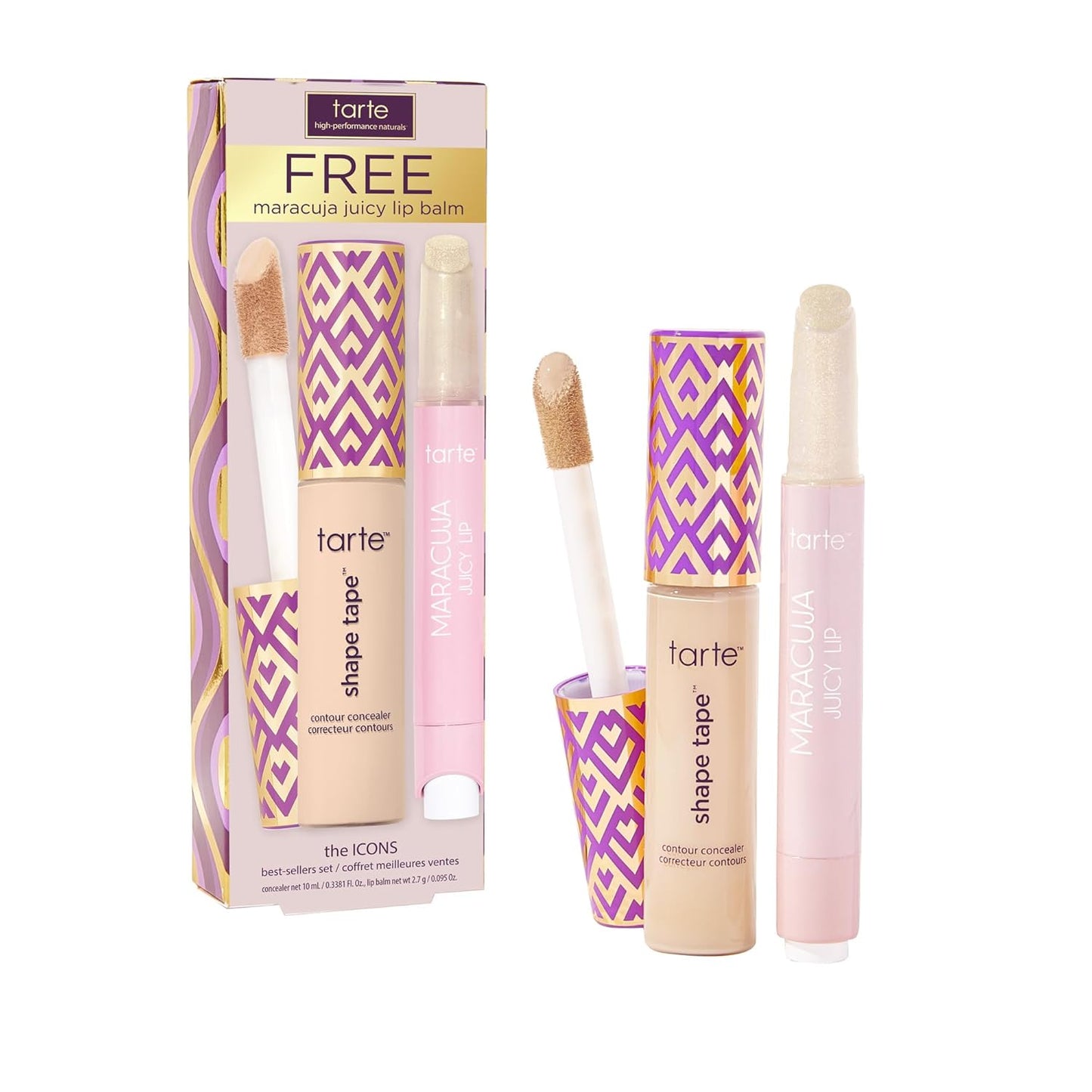 Tarte Icons Shape Tape Concealer & Maracuja Juicy Lip Duo - Full Coverage for Dark Circles & Hydrating Lip Balm