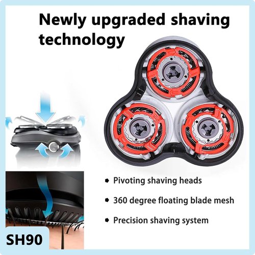 Philips Norelco SH90 Shaver Replacement Heads - Compatible with Series 9000 Models | Precision Cutting
