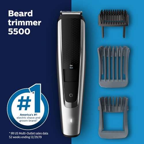Philips Norelco Beard Trimmer & Hair Clipper Series 5500 - Cordless, Washable Design, No Blade Oil Needed - BT5511/49