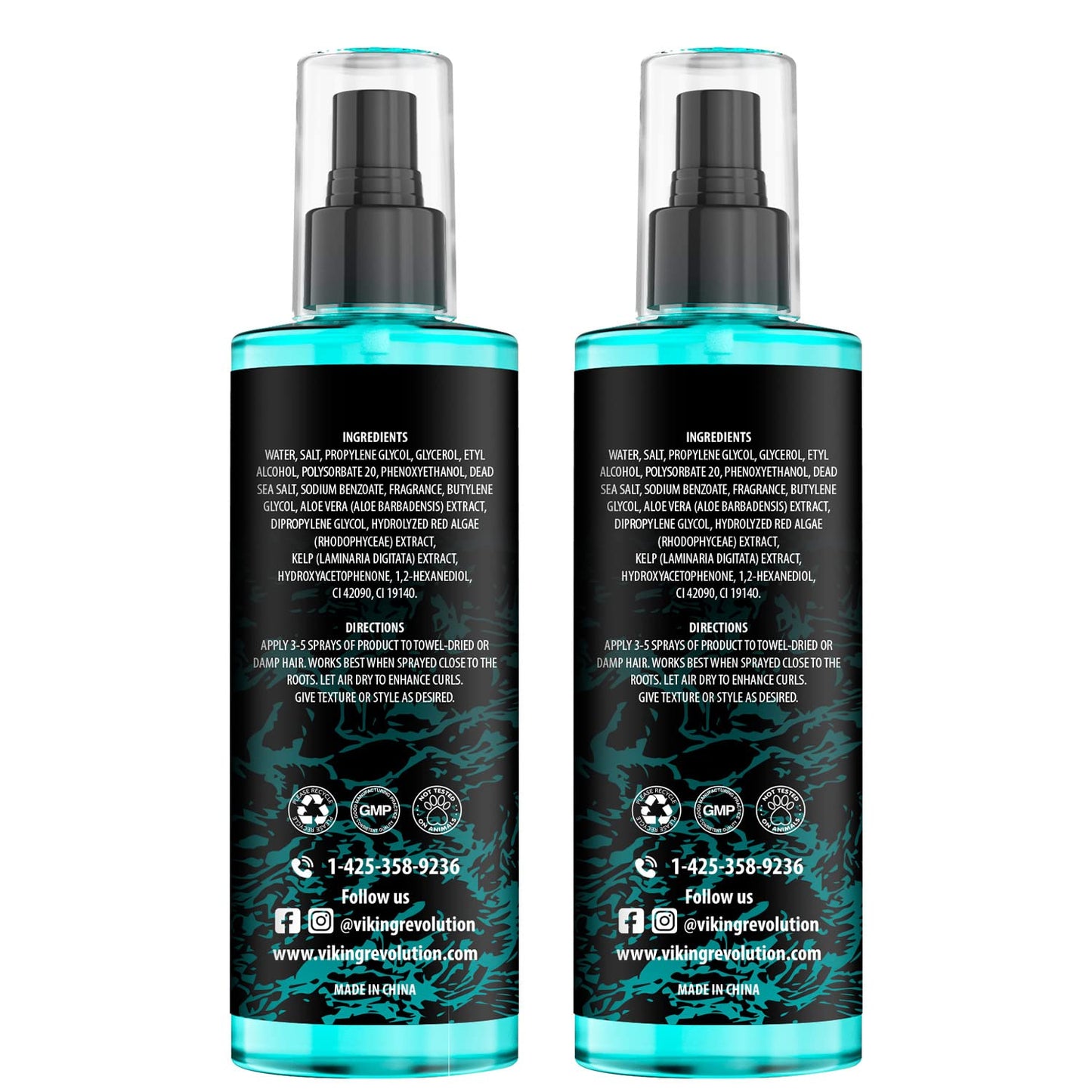 Viking Revolution Sea Salt Spray for Men - Texturizing Hair Spray with Kelp & Aloe Vera | 2-Pack for Beachy Volume