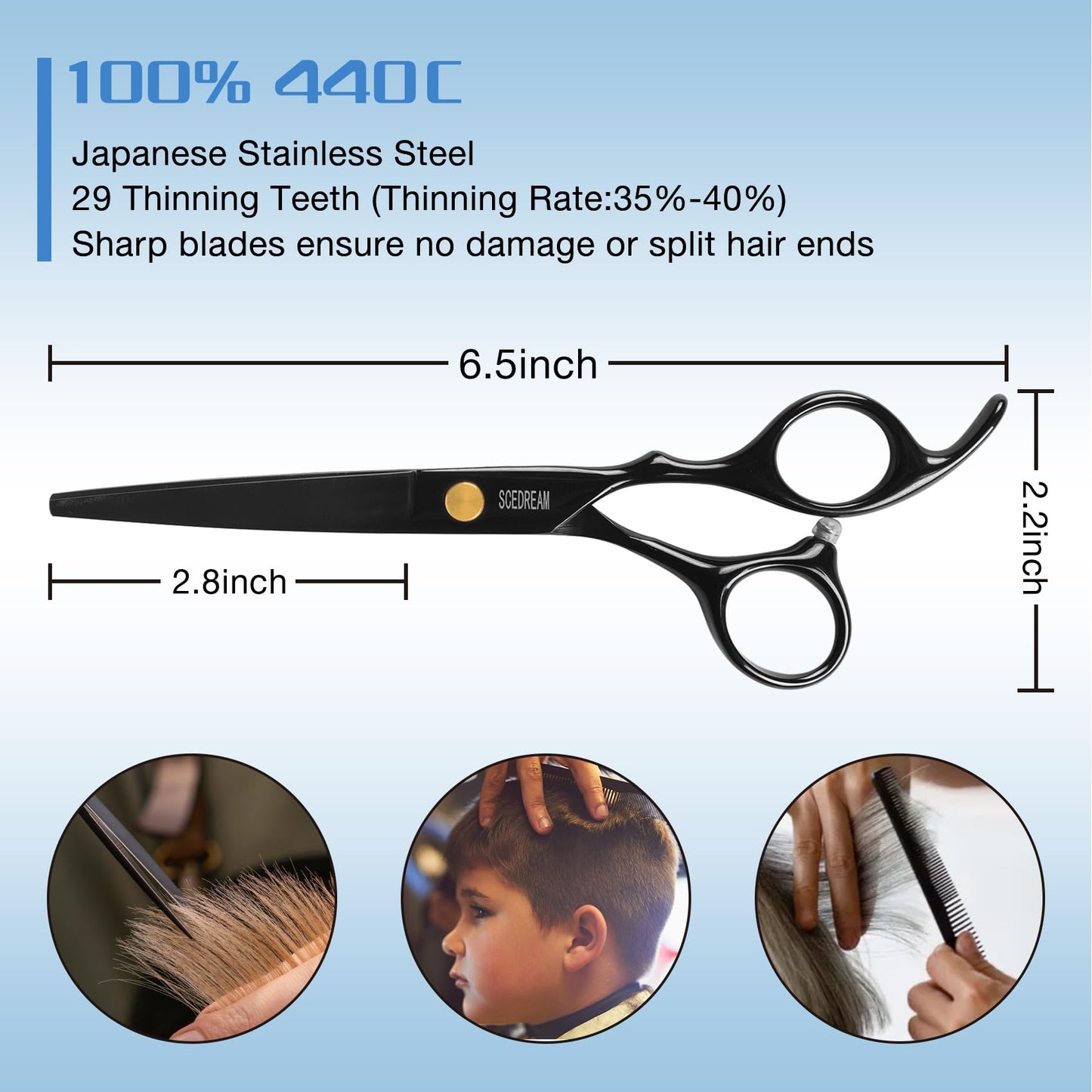 SCEDREAM 11 PCS Hair Cutting Scissors Kit Professiona Set Haircut Scissors with Thinning Scissors, Cutting Scissors, Comb, Cape, Clips, Brush, Leather Bag, Hair Shears Set for Barber, Salon, Home