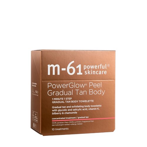 M-61 PowerGlow Peel | 1-Minute Exfoliating Body Peel for Streak-Free Radiant Tan - 10 Treatments