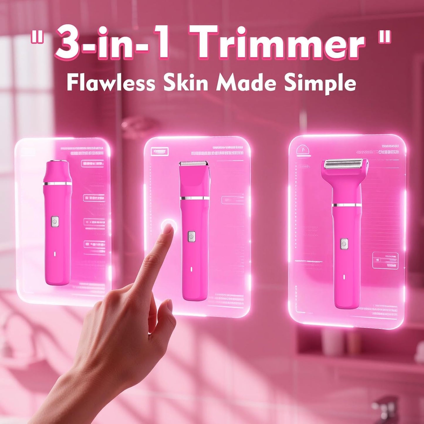 Skiennix Bikini Trimmer for Women - IPX7 Waterproof Hair Remover for Shower & Travel | 3-in-1 Design with Hypoallergenic Blades