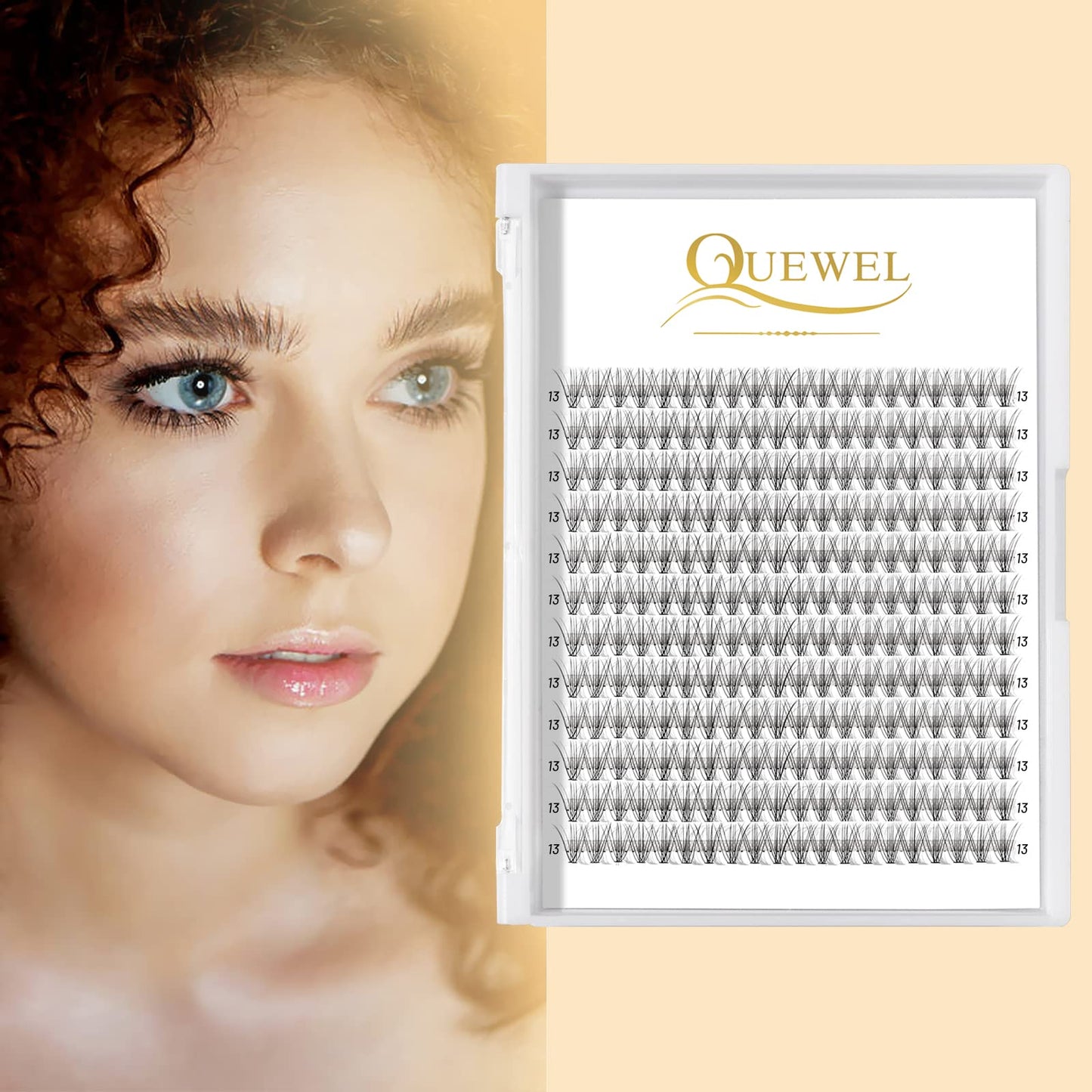 QUEWEL Cluster Lashes 240Pcs Individual Lashes 10D 0.10D Curl 13mm Knot-Free Lash Extensions Clusters Lashes Soft&Natural False Eyelashes Individual DIY Eyelash Extension at Home(10D 0.10D 13)