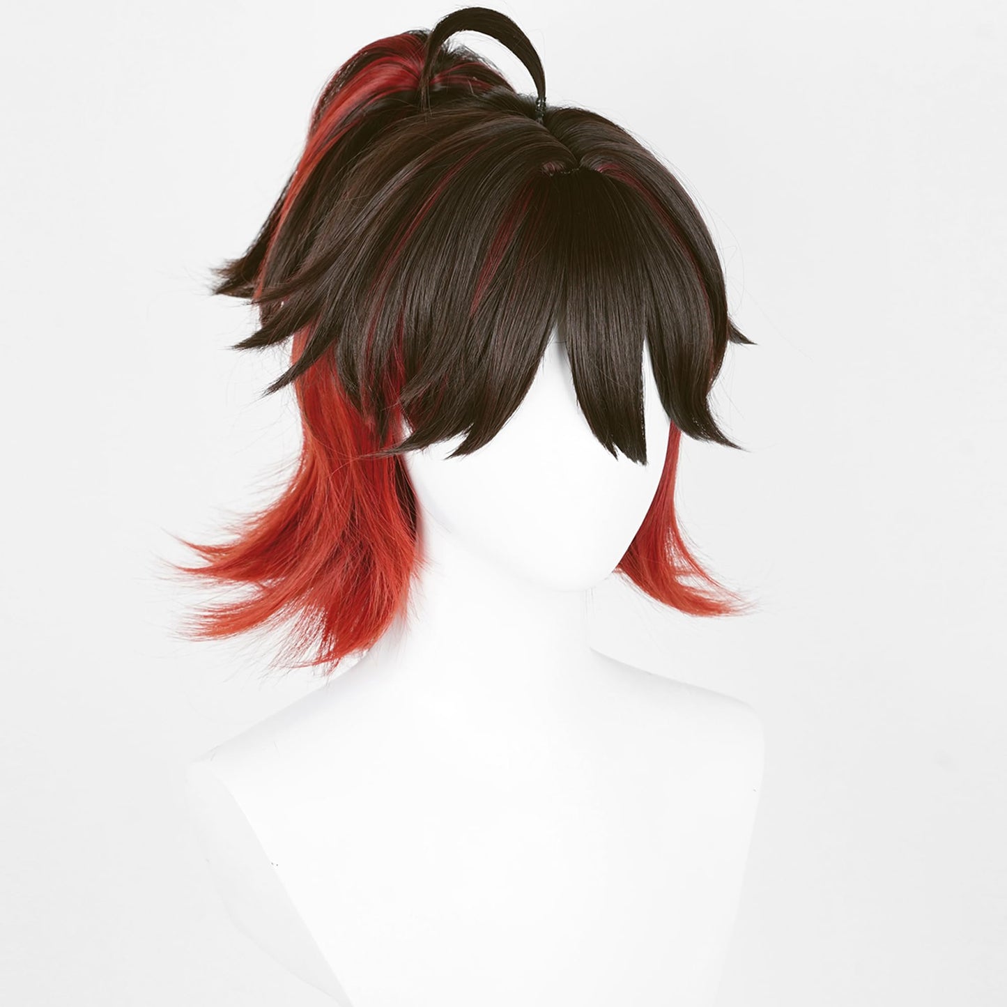 Genshin Impact Gaming Cosplay Wig Ponytail Brown Mixed Red Long Straigh Hair With Bangs Costume Hair Adult Halloween Wigs for Adult