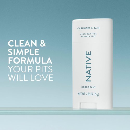 Native Deodorant | Aluminum-Free 72-Hour Odor Control for Men & Women - Cashmere & Rain, 2.65oz
