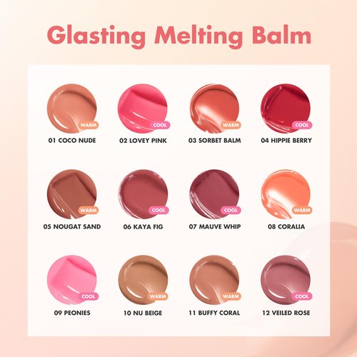 rom&nd GLASTING MELTING BALM #11 Buffy Coral | K-Beauty Hydrating Lip Tint for Glass Skin Lips | Non-Sticky, Plumping Water-Gloss Balm for Natural, Radiant Shine & All-Day Comfort