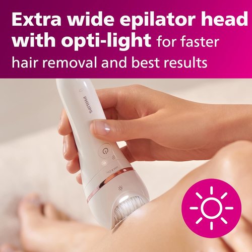 Philips Epilator Series 8000 - 5-in-1 Women's Shaver & Trimmer with 9 Accessories | Pedicure & Exfoliation