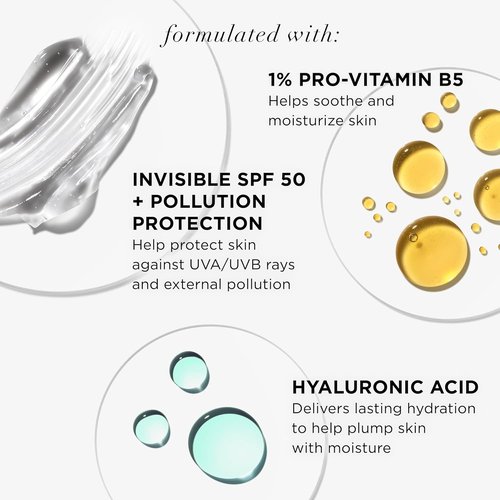 IT Cosmetics Hello Sunshine Invisible Sunscreen SPF 50 - Hydrating Serum & Makeup Primer with Pro-Vitamin B5 & Hyaluronic Acid - No White Cast, 1.7 oz