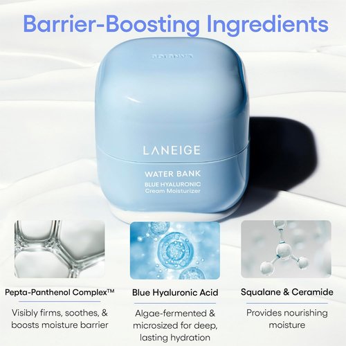 LANEIGE Water Bank Blue Hyaluronic Cream - Hydrating Korean Moisturizer with Squalane & Ceramide for Skin Barrier Support