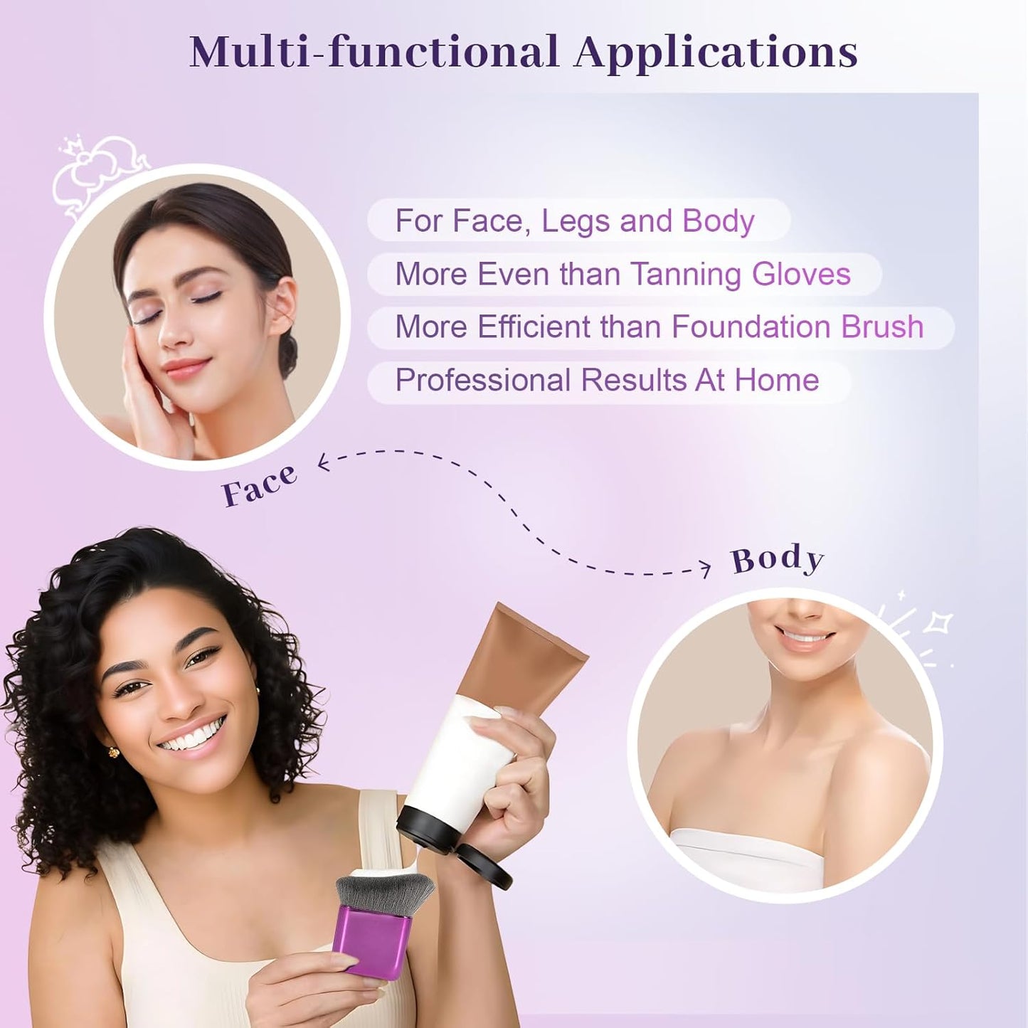 Yoseng Self Tanner Brush - Kabuki Makeup Tool for Streak-Free Tanning & Bronzing | Ideal for Face & Body