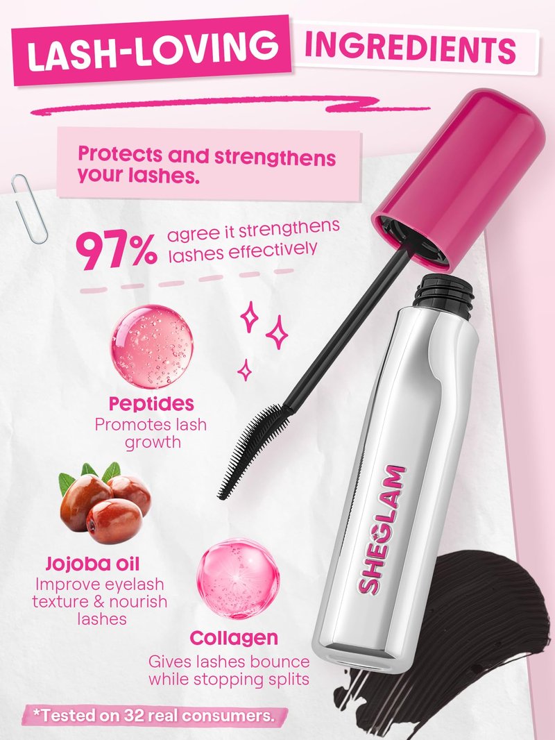 SHEGLAM Lashlighter Up & Out Mascara Volumizing and Lengthening Waterproof Long-lasting Condition Lashes Mascara-Black