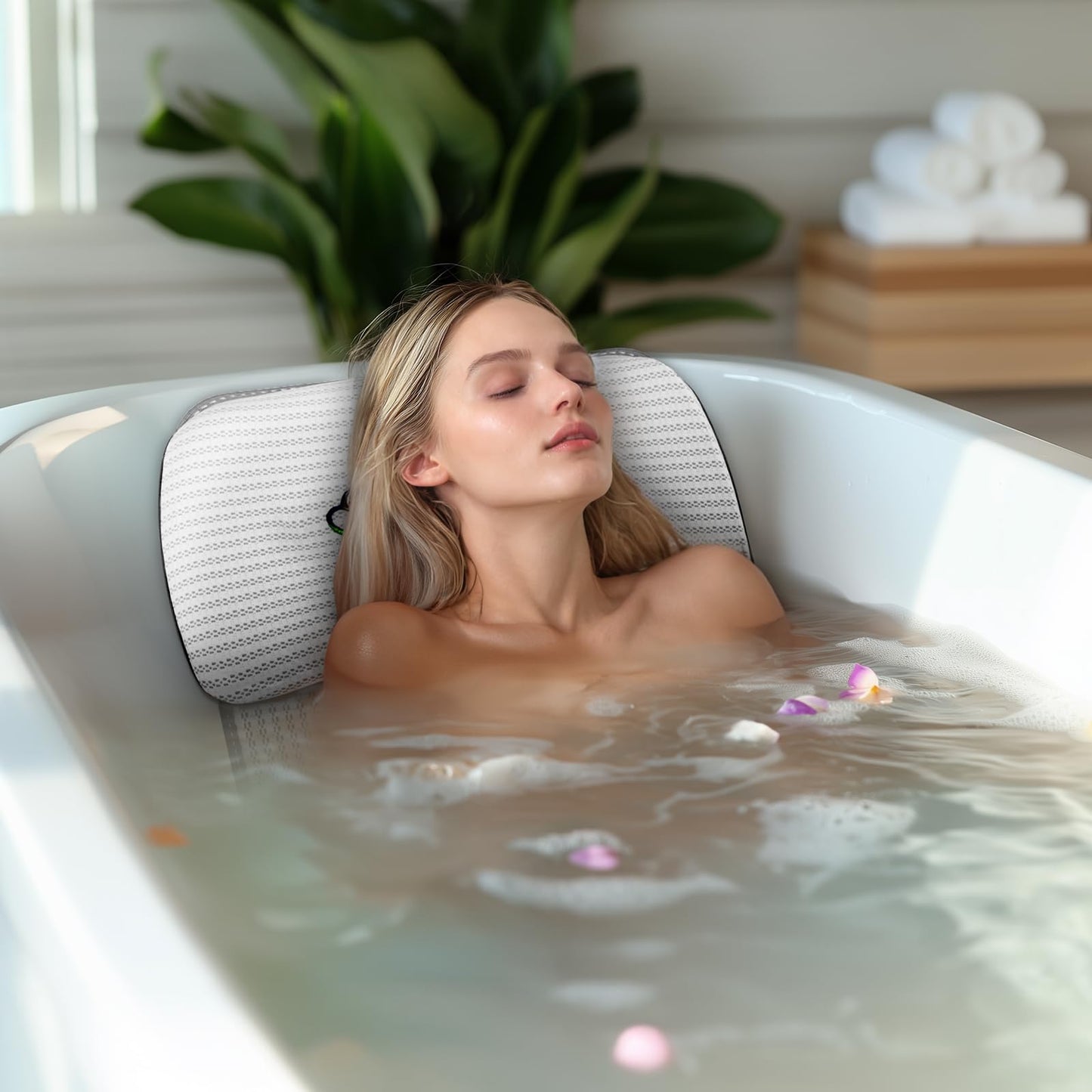 Full Body Bath Pillow, Bathtub Mattress Luxury Cushion with Large Suction Cups, Comfort Support Your Head, Neck, Shoulder, Back and Tailbone, Relax & Quick Drying, White