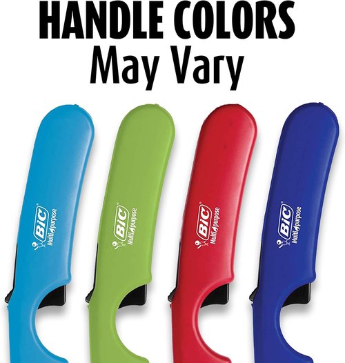 BIC Multi-Purpose Lighters - Long Metal Wand for Grills & Fireplaces | Classic Collection 4-Pack