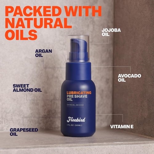 Freebird Pre Shave Oil for Men - 30mL Natural Sandalwood for Smooth Shaving & Sensitive Skin Care