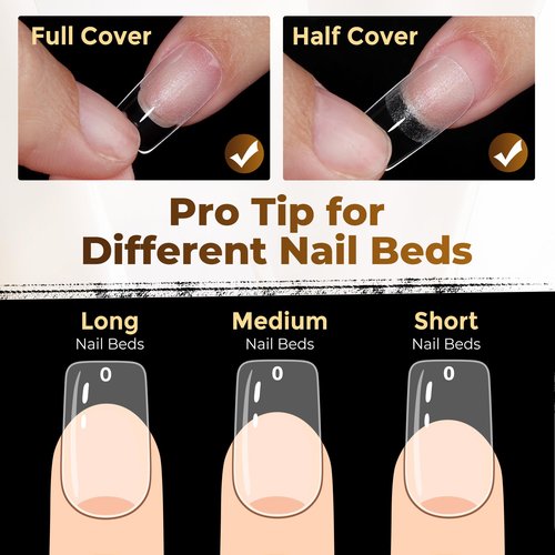 UNA GELLA Nail Tips Square: 504PCS Short Square Nail Tips Pre Etched Gel Fake Nails Tips, No C Curve For Women DIY Nail Extension French Style Salon Home Full Cover Soft Acrylic False Tips 12 Sizes