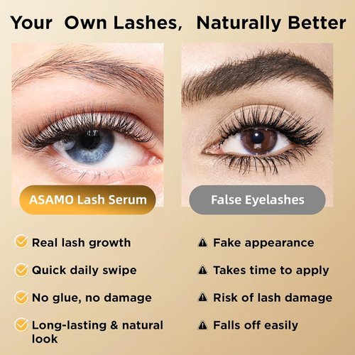 ASAMO Eyelash & Eyebrow Growth Serum - 2-in-1 Enhancer for Longer, Thicker Lashes - Vegan & Cruelty-Free, 3ml